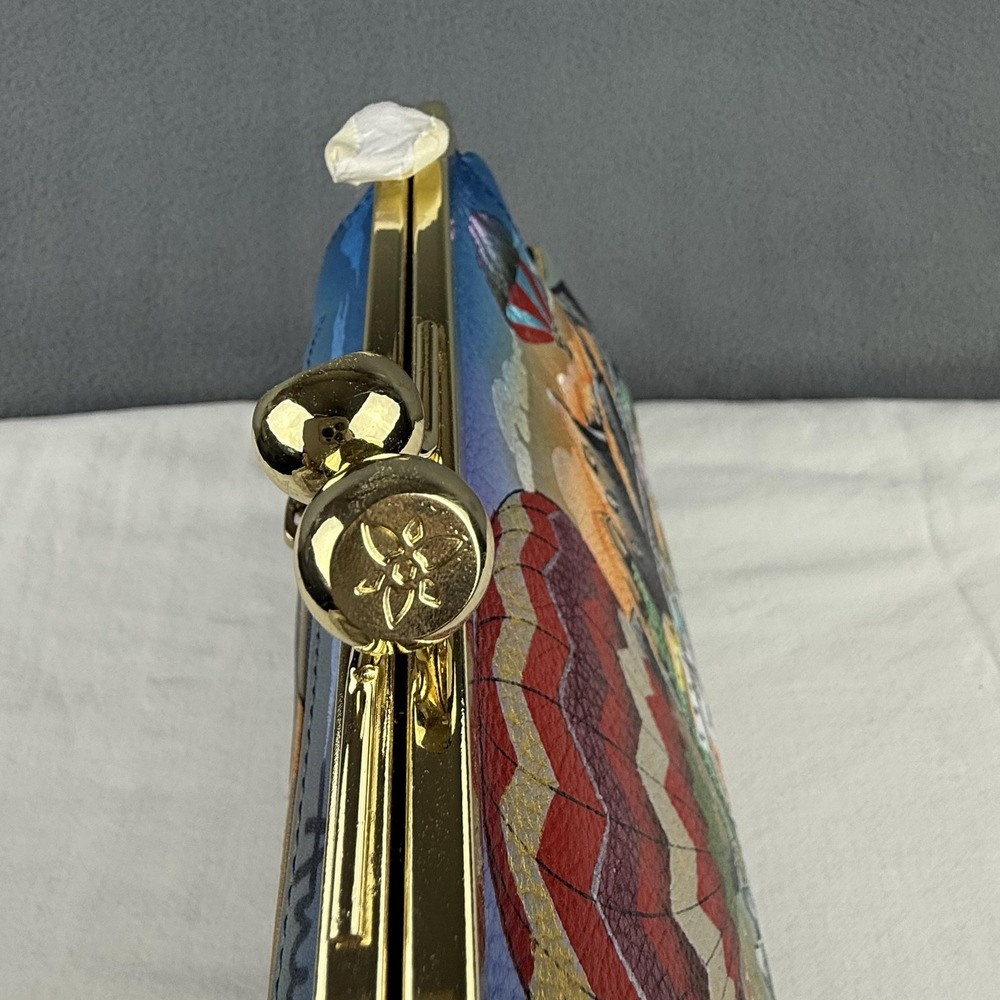 Anuschka Hand Painted Bag Purse Leather Hot Air Balloon Kiss Lock Crossbody NWT - Picture 6 of 14